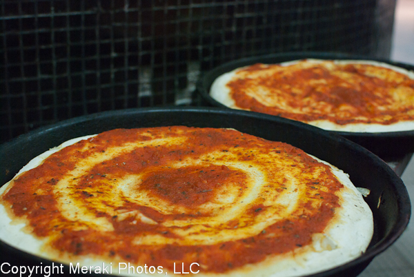Photo of pre-cooked pizzas