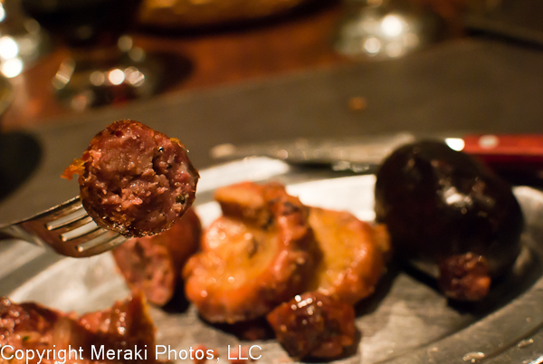 Photo of chorizo, intestine, and blood sausage