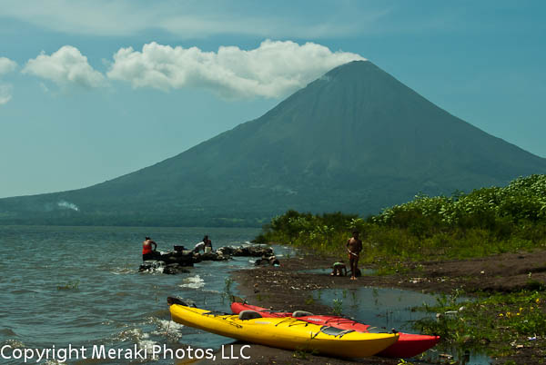Kayaking between volcanoes